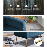darrahopens Furniture > Living Room Artiss Armchair Lounge Accent Chairs Armchairs Chair Velvet Sofa Navy Blue Seat