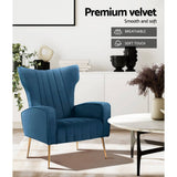 darrahopens Furniture > Living Room Artiss Armchair Lounge Accent Chairs Armchairs Chair Velvet Sofa Navy Blue Seat