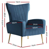 darrahopens Furniture > Living Room Artiss Armchair Lounge Accent Chairs Armchairs Chair Velvet Sofa Navy Blue Seat