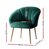 darrahopens Furniture > Living Room Artiss Armchair Lounge Chair Accent Armchairs Chairs Velvet Sofa Green Couch