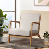 Darrahopens Furniture > Living Room Artiss Armchair Lounge Chair Accent Armchairs Couch Sofa Bedroom Beige Wood