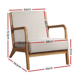 Darrahopens Furniture > Living Room Artiss Armchair Lounge Chair Accent Armchairs Couch Sofa Bedroom Beige Wood