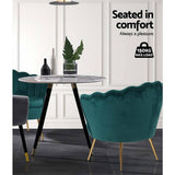darrahopens Furniture > Living Room Artiss Armchair Lounge Chair Accent Armchairs Retro Lounge Accent Chair Single Sofa Velvet Shell Back Seat Green