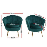 darrahopens Furniture > Living Room Artiss Armchair Lounge Chair Accent Armchairs Retro Lounge Accent Chair Single Sofa Velvet Shell Back Seat Green