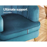 darrahopens Furniture > Living Room Artiss Armchair Lounge Chair Accent Armchairs Sofa Chairs Velvet Navy Blue Couch