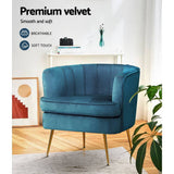 darrahopens Furniture > Living Room Artiss Armchair Lounge Chair Accent Armchairs Sofa Chairs Velvet Navy Blue Couch