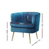 darrahopens Furniture > Living Room Artiss Armchair Lounge Chair Accent Armchairs Sofa Chairs Velvet Navy Blue Couch