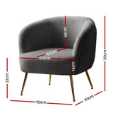 Darrahopens Furniture > Living Room Artiss Armchair Lounge Chair Accent Chairs Arm Armchairs Sherpa Boucle Charcoal