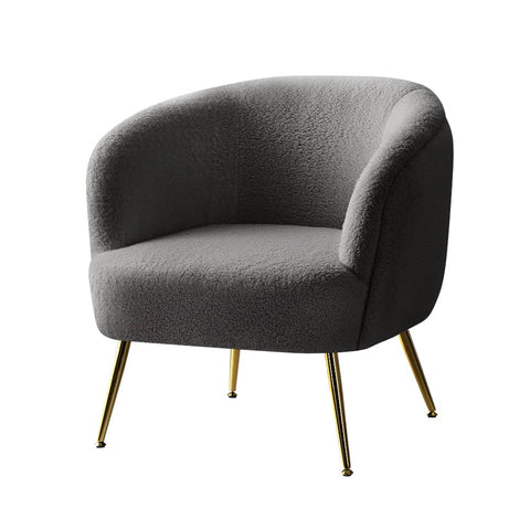 Darrahopens Furniture > Living Room Artiss Armchair Lounge Chair Accent Chairs Arm Armchairs Sherpa Boucle Charcoal
