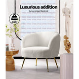 Darrahopens Furniture > Living Room Artiss Armchair Lounge Chair Accent Chairs Armchairs Sherpa Boucle Sofa White