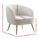 Darrahopens Furniture > Living Room Artiss Armchair Lounge Chair Accent Chairs Armchairs Sherpa Boucle Sofa White
