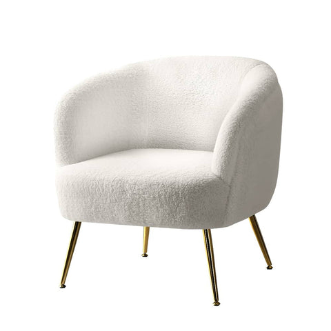 Darrahopens Furniture > Living Room Artiss Armchair Lounge Chair Accent Chairs Armchairs Sherpa Boucle Sofa White