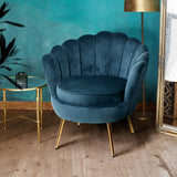 darrahopens Furniture > Living Room Artiss Armchair Lounge Chair Accent Retro Armchairs Lounge Shell Velvet Navy