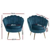 darrahopens Furniture > Living Room Artiss Armchair Lounge Chair Accent Retro Armchairs Lounge Shell Velvet Navy