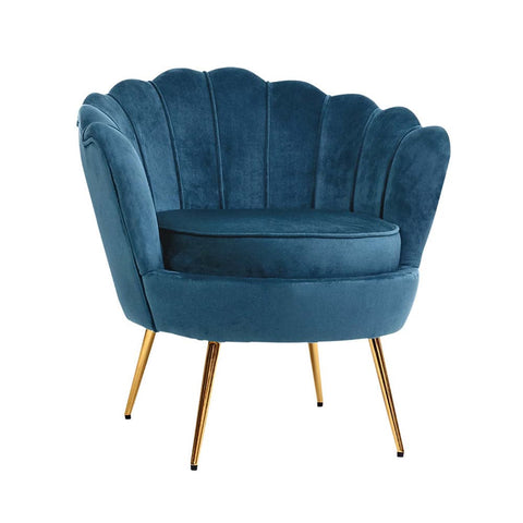 darrahopens Furniture > Living Room Artiss Armchair Lounge Chair Accent Retro Armchairs Lounge Shell Velvet Navy
