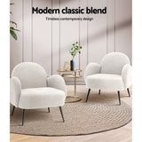 Darrahopens Furniture > Living Room Artiss Armchair Lounge Chair Armchairs Accent Arm Chairs Sherpa Boucle White