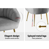 darrahopens Furniture > Living Room Artiss Armchair Lounge Chair Armchairs Accent Chairs Grey Velvet Sofa Couch
