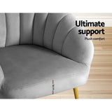 darrahopens Furniture > Living Room Artiss Armchair Lounge Chair Armchairs Accent Chairs Grey Velvet Sofa Couch