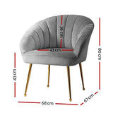 darrahopens Furniture > Living Room Artiss Armchair Lounge Chair Armchairs Accent Chairs Grey Velvet Sofa Couch