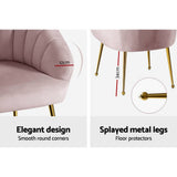 darrahopens Furniture > Living Room Artiss Armchair Lounge Chair Armchairs Accent Chairs Velvet Sofa Pink Couch
