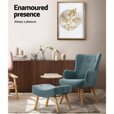 darrahopens Furniture > Living Room Artiss Armchair Lounge Chair Ottoman Accent Armchairs Sofa Fabric Chairs Blue