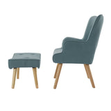 darrahopens Furniture > Living Room Artiss Armchair Lounge Chair Ottoman Accent Armchairs Sofa Fabric Chairs Blue