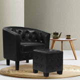 darrahopens Furniture > Living Room Artiss Armchair Lounge Chair Ottoman Tub Accent Chairs PU Leather Sofa Armchairs Black