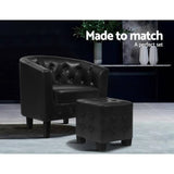 darrahopens Furniture > Living Room Artiss Armchair Lounge Chair Ottoman Tub Accent Chairs PU Leather Sofa Armchairs Black