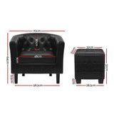 darrahopens Furniture > Living Room Artiss Armchair Lounge Chair Ottoman Tub Accent Chairs PU Leather Sofa Armchairs Black