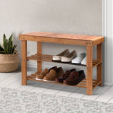 darrahopens Furniture > Living Room Artiss Bamboo Shoe Rack Wooden Seat Bench Organiser Shelf Stool