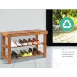 darrahopens Furniture > Living Room Artiss Bamboo Shoe Rack Wooden Seat Bench Organiser Shelf Stool