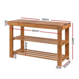 darrahopens Furniture > Living Room Artiss Bamboo Shoe Rack Wooden Seat Bench Organiser Shelf Stool