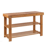 darrahopens Furniture > Living Room Artiss Bamboo Shoe Rack Wooden Seat Bench Organiser Shelf Stool