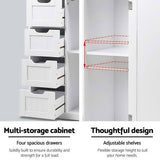 darrahopens Furniture > Living Room Artiss Bathroom Tallboy Storage Cabinet - White