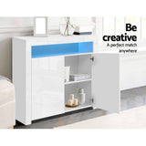 darrahopens Furniture > Living Room Artiss Buffet Sideboard Cabinet LED High Gloss Storage Cupboard 2 Doors White