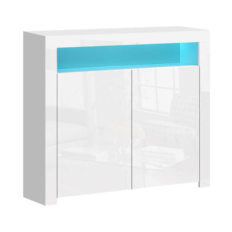 darrahopens Furniture > Living Room Artiss Buffet Sideboard Cabinet LED High Gloss Storage Cupboard 2 Doors White