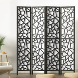 Darrahopens Furniture > Living Room Artiss Clover Room Divider Screen Privacy Wood Dividers Stand 4 Panel Black