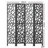 Darrahopens Furniture > Living Room Artiss Clover Room Divider Screen Privacy Wood Dividers Stand 4 Panel Black