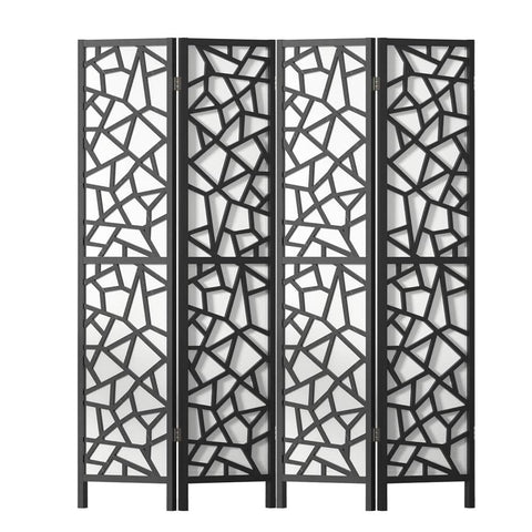 Darrahopens Furniture > Living Room Artiss Clover Room Divider Screen Privacy Wood Dividers Stand 4 Panel Black