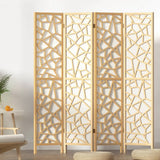 Darrahopens Furniture > Living Room Artiss Clover Room Divider Screen Privacy Wood Dividers Stand 4 Panel Natural