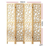 Darrahopens Furniture > Living Room Artiss Clover Room Divider Screen Privacy Wood Dividers Stand 4 Panel Natural