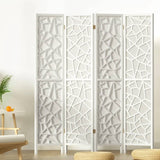 Darrahopens Furniture > Living Room Artiss Clover Room Divider Screen Privacy Wood Dividers Stand 4 Panel White