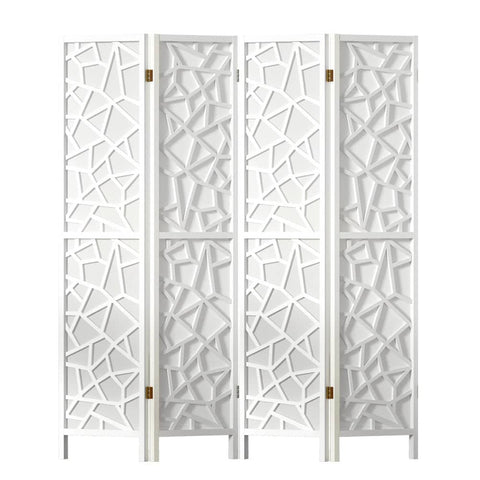 Darrahopens Furniture > Living Room Artiss Clover Room Divider Screen Privacy Wood Dividers Stand 4 Panel White