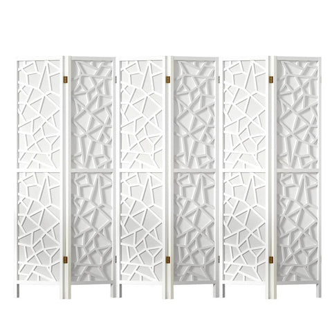 Darrahopens Furniture > Living Room Artiss Clover Room Divider Screen Privacy Wood Dividers Stand 6 Panel White