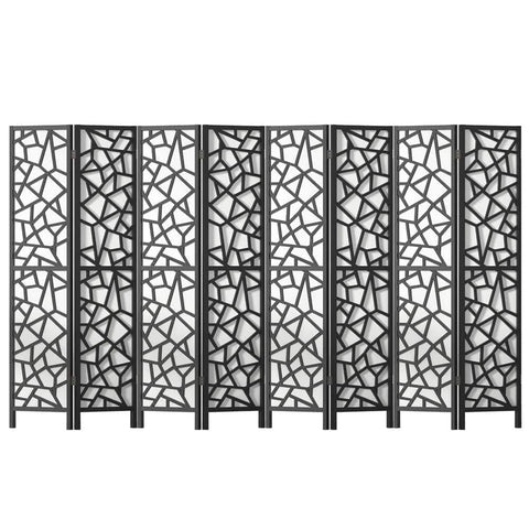 Darrahopens Furniture > Living Room Artiss Clover Room Divider Screen Privacy Wood Dividers Stand 8 Panel Black