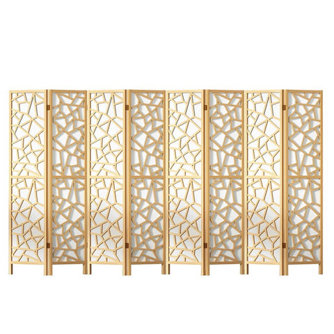 Darrahopens Furniture > Living Room Artiss Clover Room Divider Screen Privacy Wood Dividers Stand 8 Panel Natural