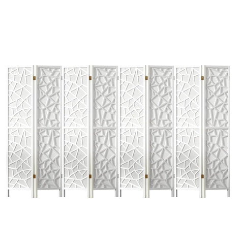 Darrahopens Furniture > Living Room Artiss Clover Room Divider Screen Privacy Wood Dividers Stand 8 Panel White