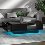 darrahopens Furniture > Living Room Artiss Coffee Table LED Lights High Gloss Storage Drawer Modern Furniture Black