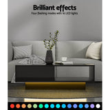 darrahopens Furniture > Living Room Artiss Coffee Table LED Lights High Gloss Storage Drawer Modern Furniture Black