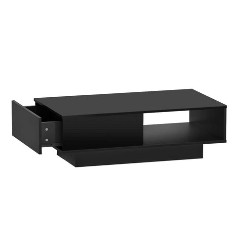 darrahopens Furniture > Living Room Artiss Coffee Table LED Lights High Gloss Storage Drawer Modern Furniture Black